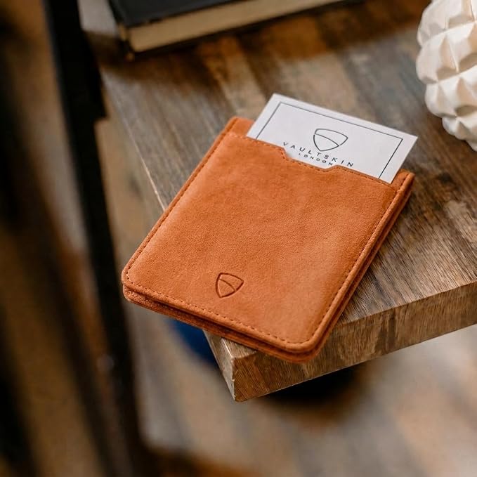 Vaultskin MANHATTAN Slim RFID Blocking Bifold Leather Wallet for Men - Men’s Leather Wallet, Front Pocket Minimalist Card Holder, Holds 9 Cards and Cash, Premium Italian Leather