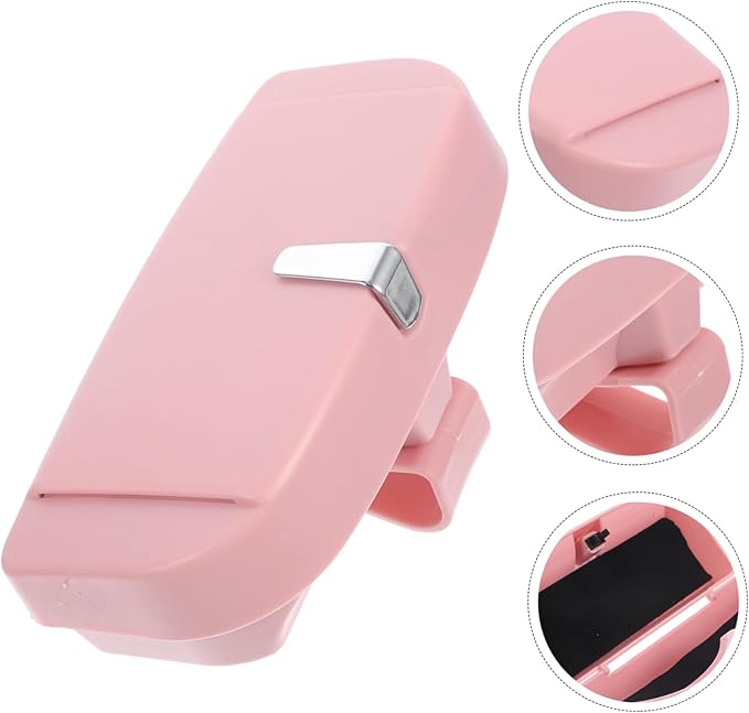 SAFIGLE 1Pc Multifunctional Vehicle Mounted Eyewear Case Pink Visor Clip for Sunglasses and Ticket Storage for Organizing Glasses Accessories and More Car Home