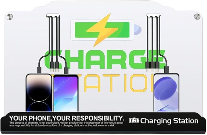 Wall Mount Charging Station with 8 Ports Phone Charger with Type-C,Android Port | Applicable for Applicable Airport Hospitals Banks Hotel and Public Places (White)
