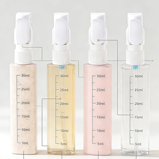 4 in 1 Travel Dispenser, 4 Pack 30ML Travel Bottles with Stickers for Toiletries, Leak Proof Travel Size Containers, Portable for Shampoo Lotion Conditioner Cream Green