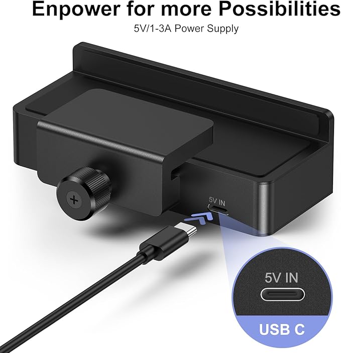 USB Hub 3.0, JESWO Clamp USB Hub with Extra Power Supply Port, Aluminum 4-Port USB 3.0 Extender Hub with 4.92ft Cable for Monitors, Desks, PC, Laptop, XPS, USB-Flash Drives, etc.