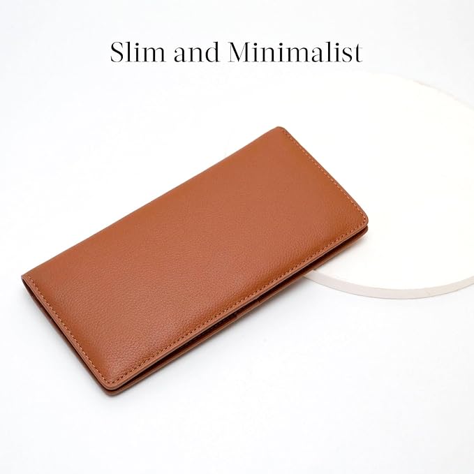Bveyzi Ultra Slim Thin Leather RFID Blocking Credit Card Holder Bifold Clutch Wallets for Women