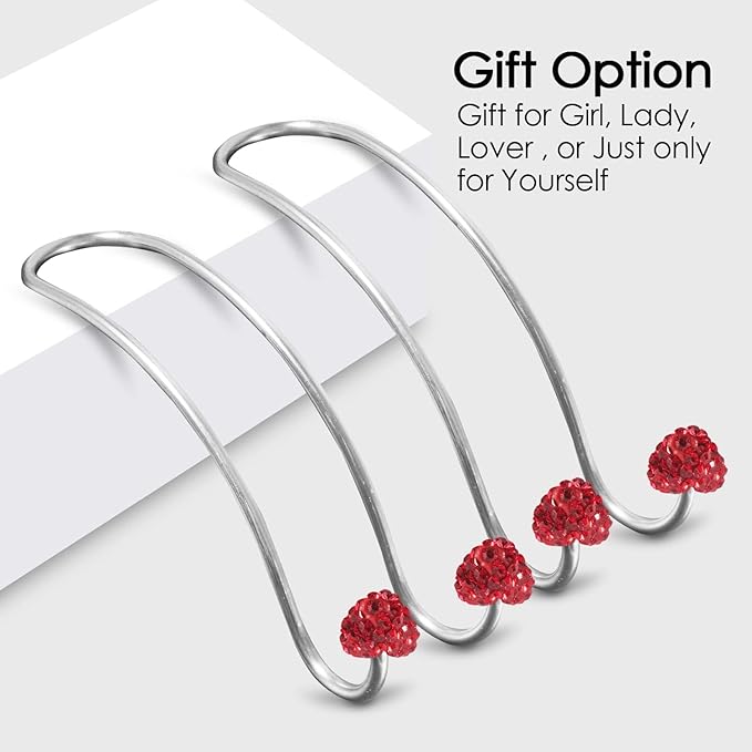 Guoord 【2024 Upgraded】 Car Headrest Hooks Decorations, 2 Pcs Bling Heart-Shaped Purse Hook Hangers, Auto Hooks Car Hangers and Durable Backseat Holder, Storage Universal for SUV Truck Vehicle (Red)