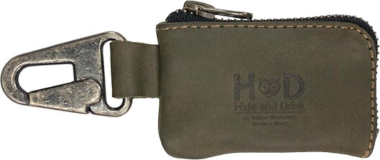 Hide & Drink, Leather Car Key Holder/Headphone & Charging Cables/Memory Cards/Flash Drives/Cash Zipper Case with Clasp Handmade :: Dark Jade