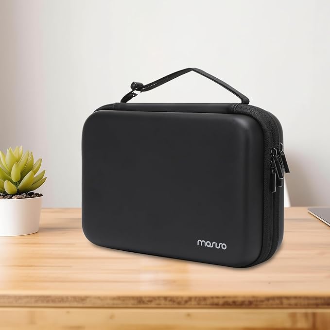 MOSISO Electronic Organizer Travel Case, Double Layer Accessories Case for Charger, Phone, Earphone, Mouse and Other Accessories, Waterproof Electronic Storage Bag with Handle, Black