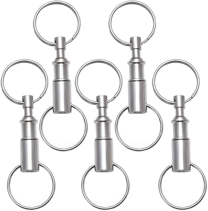 5 Pack Quick Release Detachable Pull Apart Key Rings Keychains,Double Spring Split Snap Seperate Chain Lock holder Convenient Accessory Gift (5Pack)