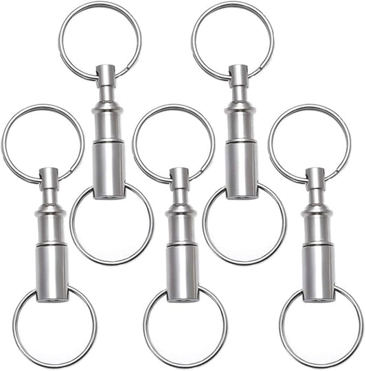 5 Pack Quick Release Detachable Pull Apart Key Rings Keychains,Double Spring Split Snap Seperate Chain Lock holder Convenient Accessory Gift (5Pack)