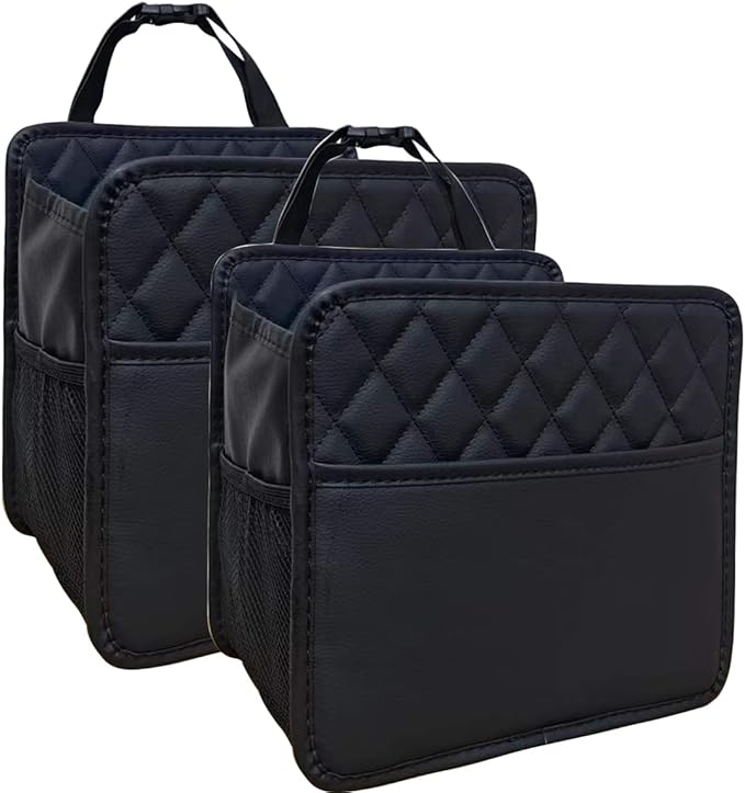 Car Seat Back Organizer, Hanging PU Leather Car Storage Bag, Compatible with Most Vehicles Interior Accessories Organizer