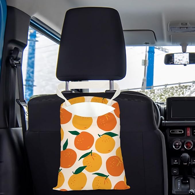 Car Trash Bag Car Garbage Bag Hanging Cars Trash Can, Waterproof Cars Back Seat Organizer for Vehicle Travelling Camping Orange Decor