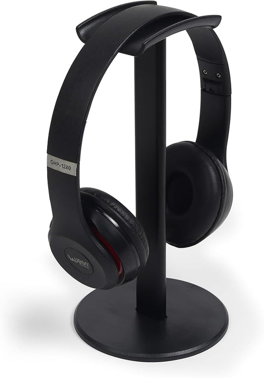 Headphone Stand for Desk, Curved Headset Stand with Aluminum Rod, Abs Solid Base, Gaming Headset Holder for Table Top,Headphone Accessories for Organization and Display (Black)