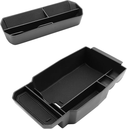 LUWU Compatible with 2023 2024 2025 2026 Mazda CX50 CX-50 Accessories Center Console Organizer Armrest Storage Box Organizer Tray Insert Tray Phone Holder Coins Box ABS Material 2-Pack, Black