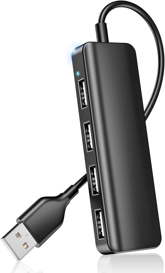 Herfair USB Hub Splitter USB Port Extender 1 to 4 Multiport Adapter Expander for Laptop, MacBook, Computer, Xbox, Console, Flash Drive, HDD, Printer, Camera, Keyboard, Mouse, More