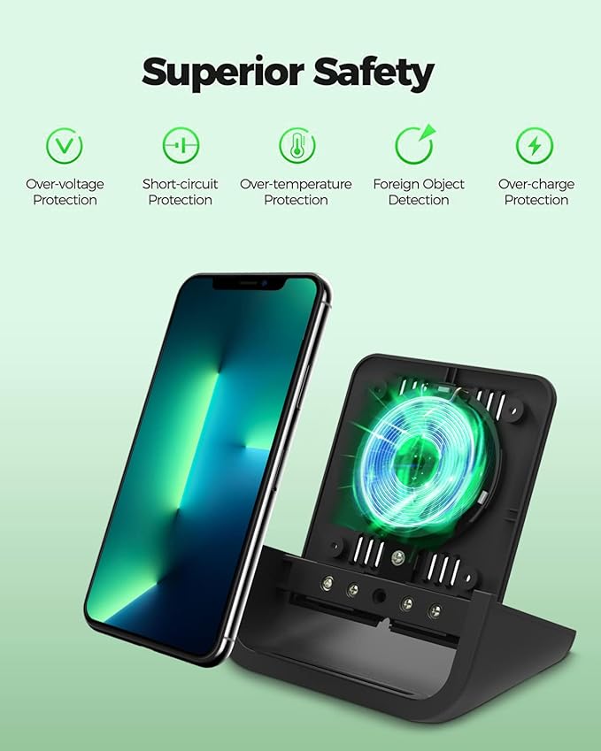 Wireless Charger YUWISS Wireless Charging Stand Cordless Charger 10/7.5/5W Compatible with iPhone 14 13 12/12 /11Pro Max/XR/XS Max/XS/X/8/8Plus Galaxy S22/S21/S9/S9+/S8/S8+ Note
