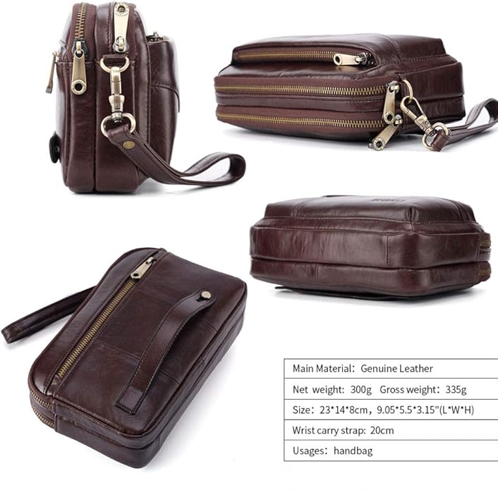 KPYWZER Leather Clutch Purse Wallet Men Wrist Bag