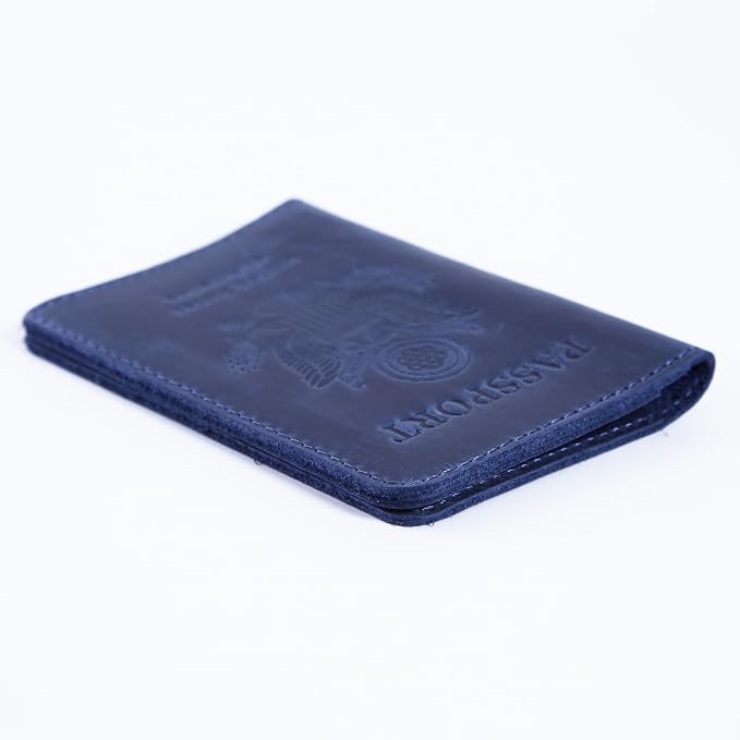 INCARNE US Leather Passport Holder for Travel - Passport Case - Passport Wallet for Men - Passport Cover for Women Sleeve Protector - Travel Essentials Vacation Luggage Travel Gifts - Vintage Blue