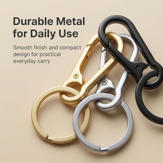 OXIHOUSE&CO- Metal Carabiner Keychain Set, Minimalist Key Ring Clip for Car Keys, Purse, Backpack, Durable for Women Men
