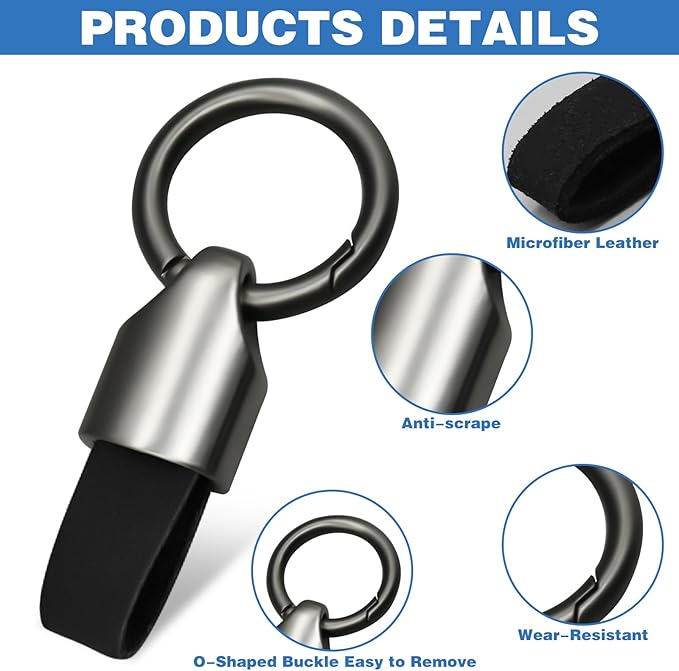 2Pcs Car Key Chain Clip, Leather Keychain Key Fob Keychain, Key Chain Rings for Car Keys, Key Fob Holder Keychain with Keyrings Zinc Alloy Buckle, Multifunctional Keychain Ring Holder for Men Woman