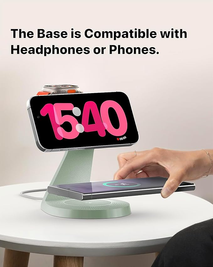3 in 1 Charging Station for Apple Devices,Mag-Safe Charger Stand Fast Charging,Wireless Charger for iPhone17/ Air/16/15/14/13/12 Series,& AirPods,& iWatch(USB-C Charger Included)