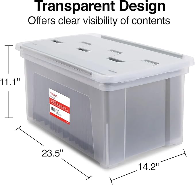 STAPLES Wing Lid File Totes, Letter Size, Clear, 2/Pack