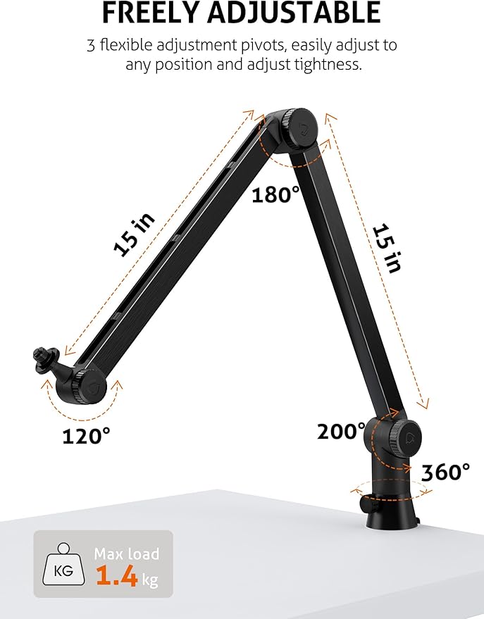 SUNMON HyperX QuadCast Boom Arm - Upgraded Heavy Duty Mic Arm with HyperX QuadCast Pop Filter, 360° Rotatable Microphone Arm for QuadCast S