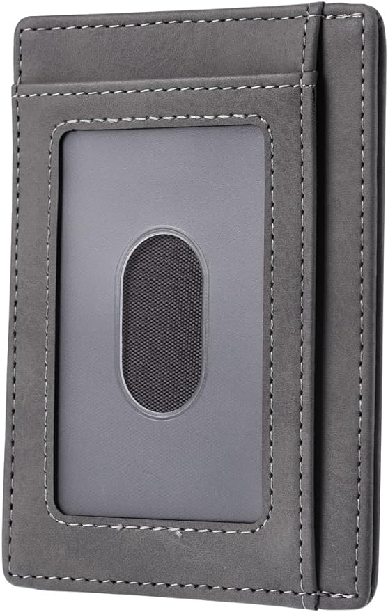 Travelambo Slim Wallet Front Pocket Minimalist Leather RFID Blocking Medium Size