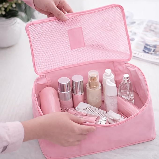 6 Set Travel Packing Cubes for Luggage – Laundry Pouch Organizer Bags, Lightweight Storage Pouches for Clothes, Shoes, and Toiletries (pink)