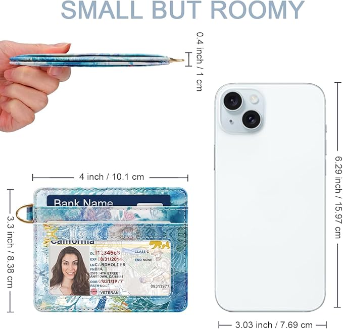 Slim Credit Card Holder Wallet RFID Blocking Minimalist Wallets Lightweight Thin Small Cute Card Case for Women, Turtle