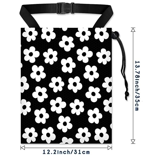 Car Trash Bag Hanging Back of Seat with Adjustable Snap Buckle Strap Cute Printed Drawstring Garbage Bags for Car-Groovy Flowers