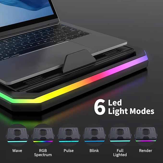 Enermax Gaming Laptop Stand, 360° Notebook Stand Height-Adjustable with RGB Lighting, Riser for Laptops from 10 to 17.3 Inches, Tablet Holder with Ventilation for Desk, Black (ELS001)