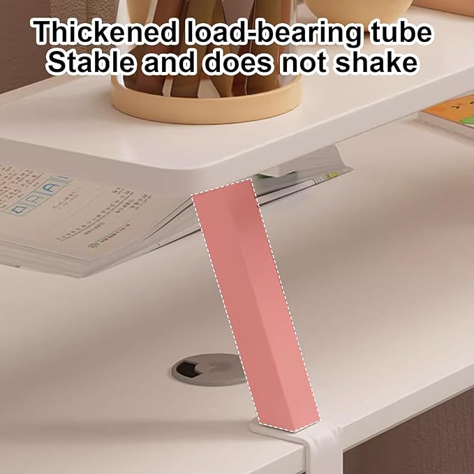 Clamp on Desk Shelf, Clamp on Shelf Stand for Monitor, Clamp-on Desk Mount Monitor Riser Computer Stands, C-Clamp Design with Rubber Pad, Clamp on Base, Spacious Storage Space(Wood,60x20cm)