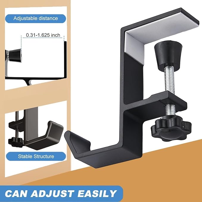 JAKO Headphone Stand - Aluminum Alloy Headphone Holder, Under Headset Stand for Desk Fit for PC Gaming Headset Hanger Hook Suitable for Office, Computer, Student Class Desk, Handmade Creator Table