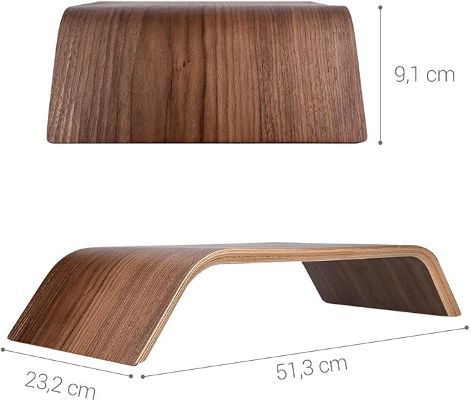 kalibri Wood Monitor Stand Riser - Computer Desk Holder Desktop Dock Wooden Mount Display for PC TV Screen Notebook Laptop - Walnut