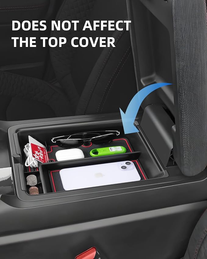 Armrest Organizer for 2025 2024 2023 Honda Pilot/2024 2025 Ridgeline/2024 2025 2026 Passport, Center Console Organizer, Center Console Tray Custom for Honda Pilot Accessories, Red
