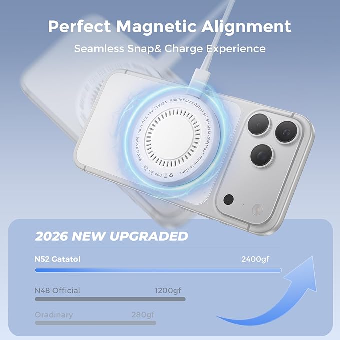 MagSafe Charger 25W Magnetic Wireless Charger Fast Charging Pad with 30W Adapter&4.2FT Type C Cable Compatible with iPhone 17/16/15/14/13/12 Series & AirPods 4/3/2/Pro
