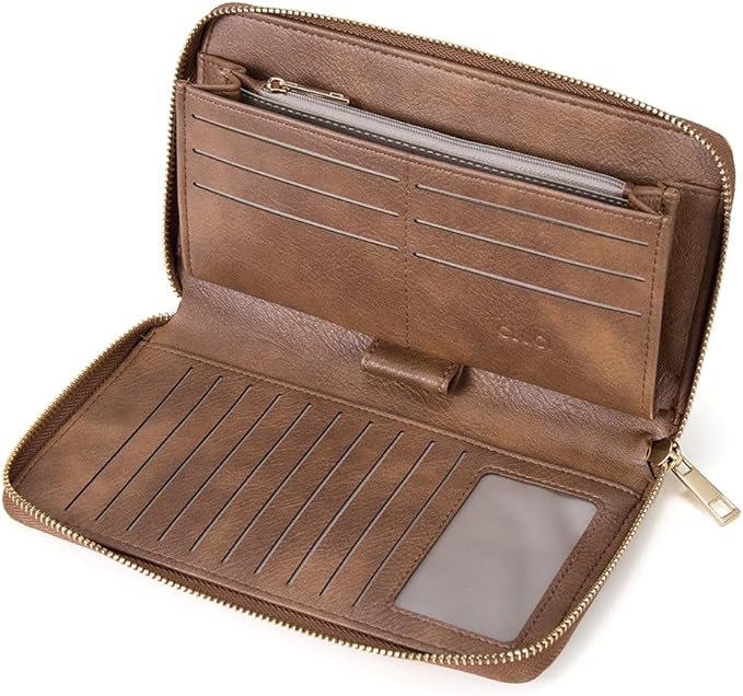 CLUCI Women Wallet Large PU Leather Wristlet Purse for Women RFID Blocking Zip Around Card Holder Ladies Travel Clutch | RFID, Bifold, Wristlet, Large