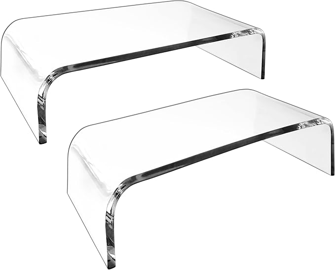 Mnixy AMT Premium Acrylic Clear Monitor Riser Laptop/PC/Multimedia Monitor Stand for Home Office (Small- 2 Pack)
