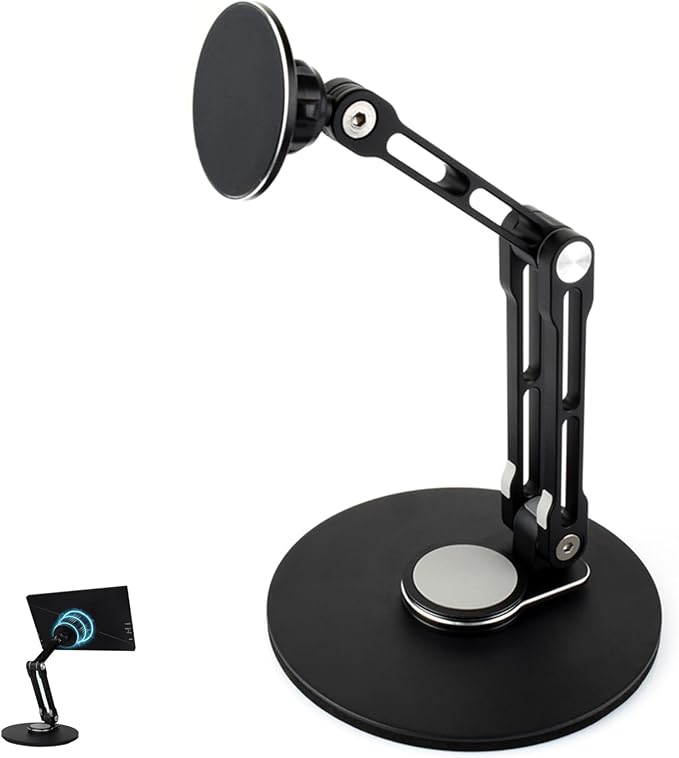Portable Magnet Monitor Adjustable Stand Magnetic N52 Neodymium, Compatible with 4~18.5inch Monitors, Supports Multi-axis Rotation, Comes with Magnetic Metal Rings, Foldable for Easy Storage