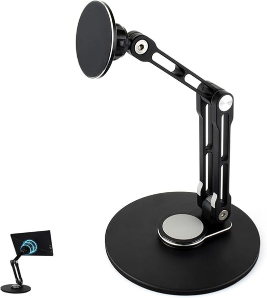 Portable Magnet Monitor Adjustable Stand Magnetic N52 Neodymium, Compatible with 4~18.5inch Monitors, Supports Multi-axis Rotation, Comes with Magnetic Metal Rings, Foldable for Easy Storage