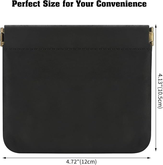 Jack&Chris Mini Coin Purse, Genuine Leather Small Coin Wallet, Leather Squeeze Coin Purse Pouch Change Holder For Men & Women, JC309