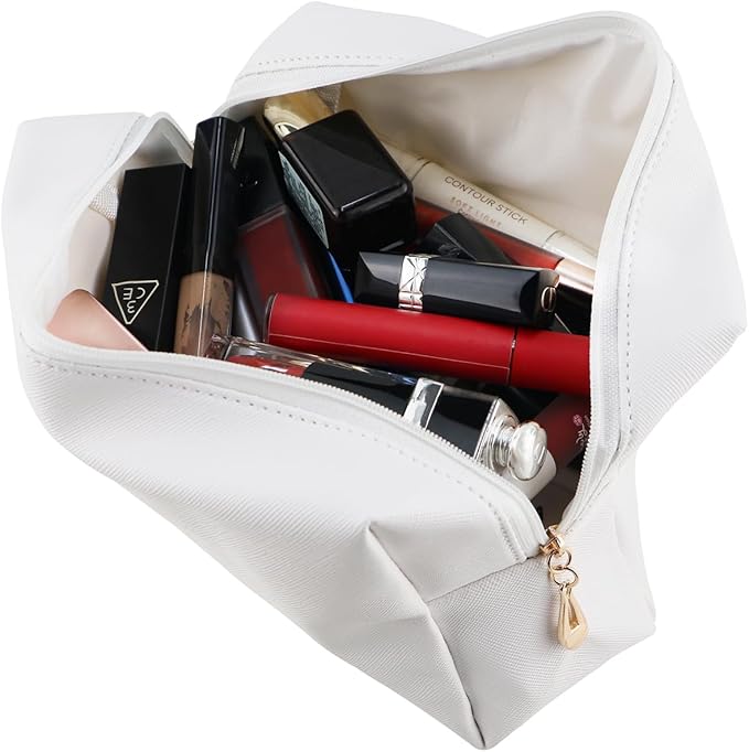 Small Makeup Bag Portable Cosmetic Bag for Women Makeup Pouch Waterproof Toiletry Bag for Travel (Big-White, Big Size)