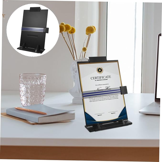 HOMSFOU Adjustable Desktop Document Holder Portable Reading and Typing Stand for Letter and Legal Papers Lightweight and Space Saving Design for Comfortable Viewing Angle