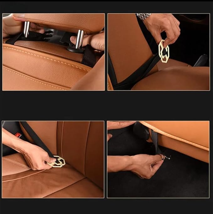 Luxury PU Leather Car Backseat Organizer with Foldable Table – Multi-Functional Car Seat Storage. Waterproof Travel Back Seat Organizer with Cup Holders, Tissue Box & Tablet Pocket (Black)