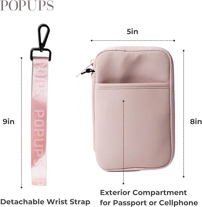 POPUPS Passport Travel Wallet for Women - Large Multiple Document Organizer and Holder with Wristlet (Pretty Pink)