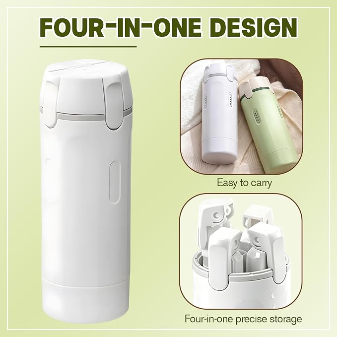4 in 1 Travel Dispenser, 4 Pack 30ML Travel Bottles with Measurement Scale & Label Stickers for Toiletries, Leak Proof Dispenser Bottle Containers for Shampoo Lotion Conditioner Cream (Green+White)