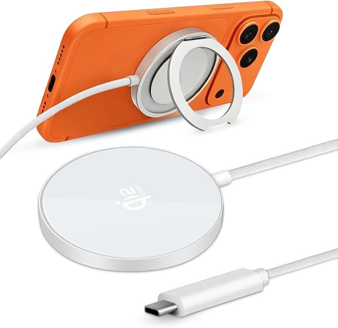 MagSafe Charger 25W Magnetic Wireless Charger Fast Charging Pad with Folding Stand Compatible with iPhone 17/16/15/14/13/12 Series & AirPods 4/3/2/Pro Magnetic MagSafe Charging Pad-No Adapters