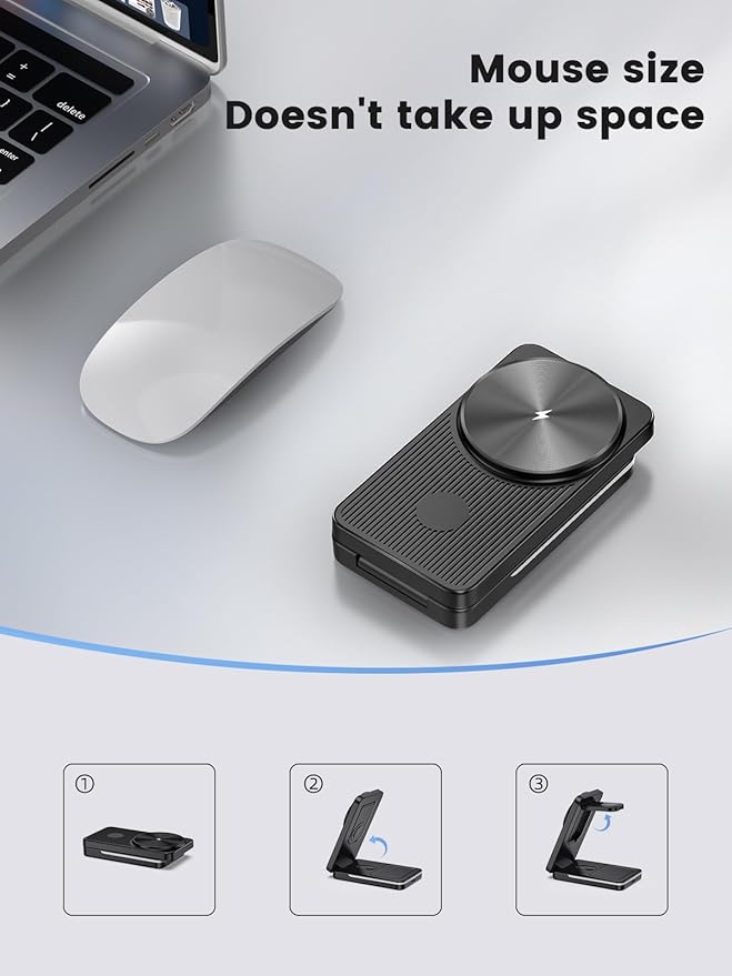 Magnetic Wireless Charger for Samsung Galaxy S26 Ultra, 3 in 1 Wireless Charging Station for Samsung Watch 8, Travel Foldable MagSafe Charger Stand for Android S25 Ultra/Z Fold/Z Flip 7, Buds 4 Pro