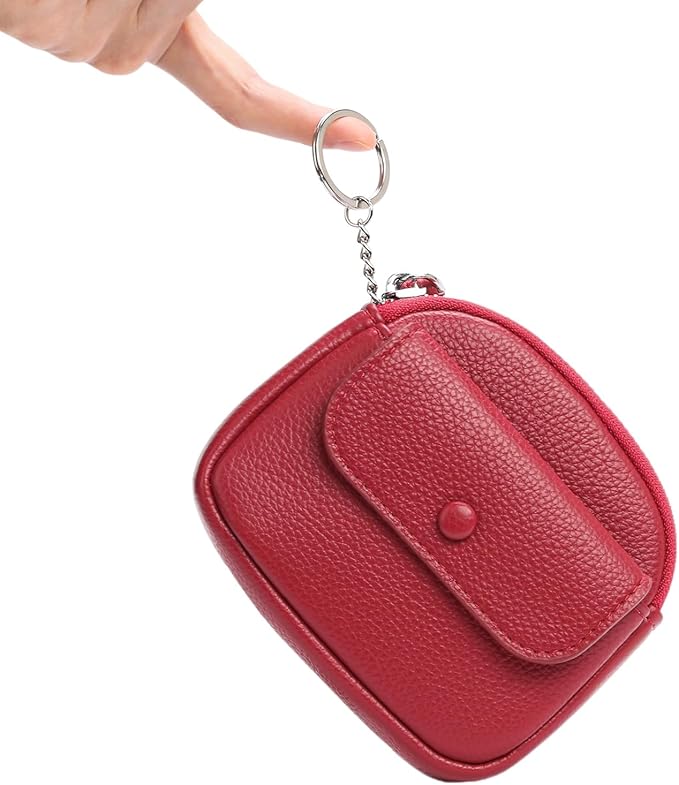 SENDEFN Women's Small Wristlet Coin Pouch Leather Zipper Purse RFID Protection