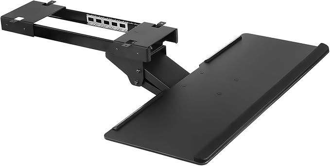 Mount-It! Under Desk Keyboard Tray Slide Out, Height Adjustable Keyboard Mount with Wrist Support, 26" Wide Large Platform, Tilt and Swivel for Office and Home, Black