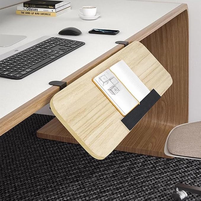 DOUKI Clamp-On Tilt Keyboard Tray, Foldable Keyboard Holder Shelf, Ergonomic Computer Platform Extension, Adjustable Elbow Arm Support Rest, for Typing (Color : Beige, Size : 25" X 10"(65x24cm))