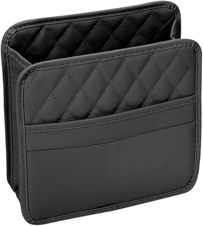 Car Seat Back Organizer, Multipurpose Car Organizer Hanging, Waterproof PU Leather Auto Backseat Storage Bag, Travel Essentials Accessories, Universal for Vehicles, Sedan, SUV (Black)